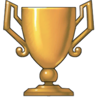 O troféu exibido acima da cabeça da classe ao alcançar uma conquista