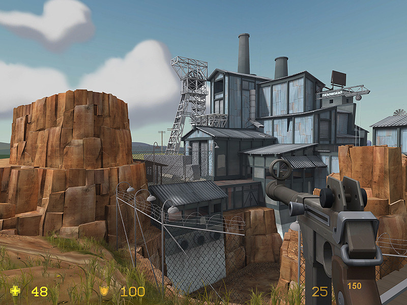 View of Blu base from outside the map